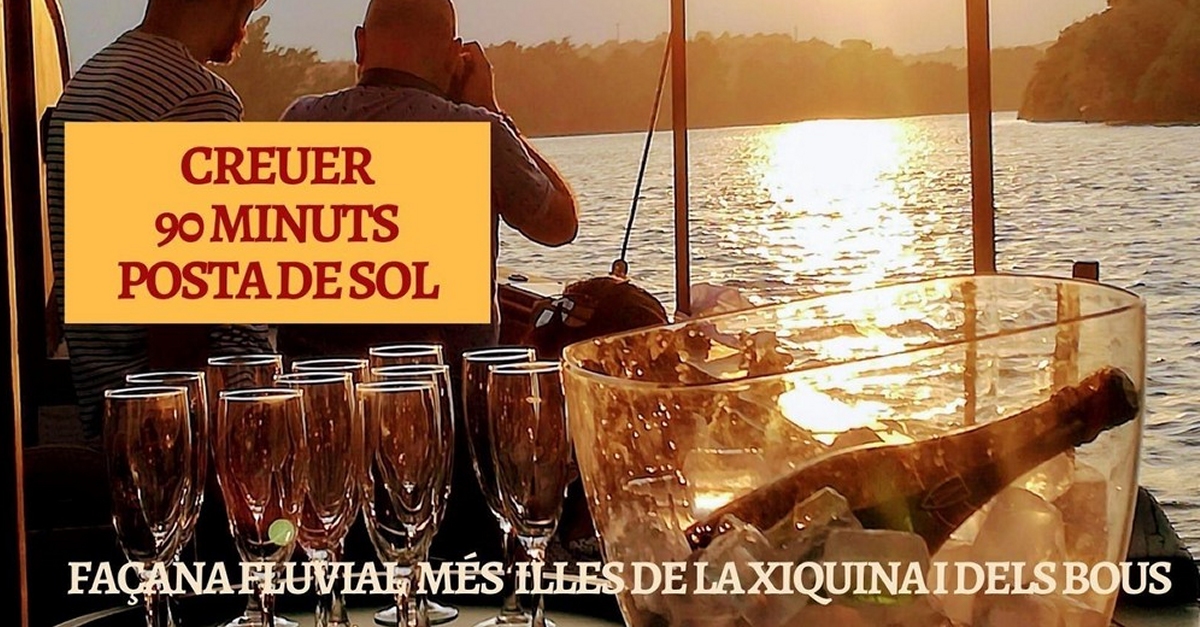 Posta de sol des del riu Ebre a Tortosa 90 minuts amb Lo Sirgador Posta de sol des del riu Ebre a Tortosa 90 minuts amb Lo Sirgador