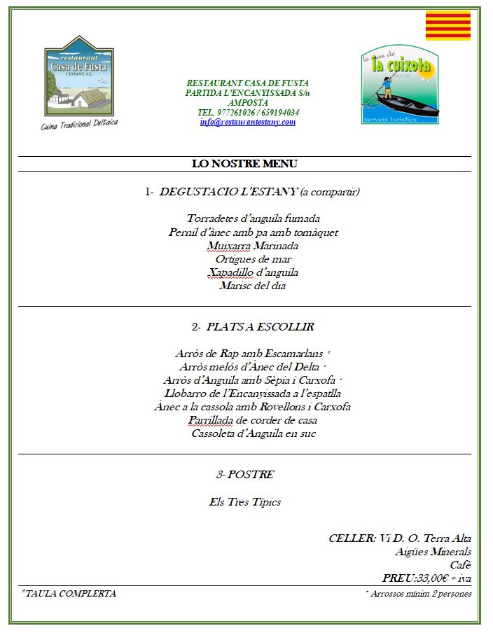 Restaurant l’Estany Casa de Fusta, cuina tradicional deltaica | EbreActiu.cat, revista digital d’oci actiu | Terres de l’Ebre ... Restaurant l’Estany Casa de Fusta, cuina tradicional deltaica | EbreActiu.cat, revista digital d’oci actiu | Terres de l’Ebre ...