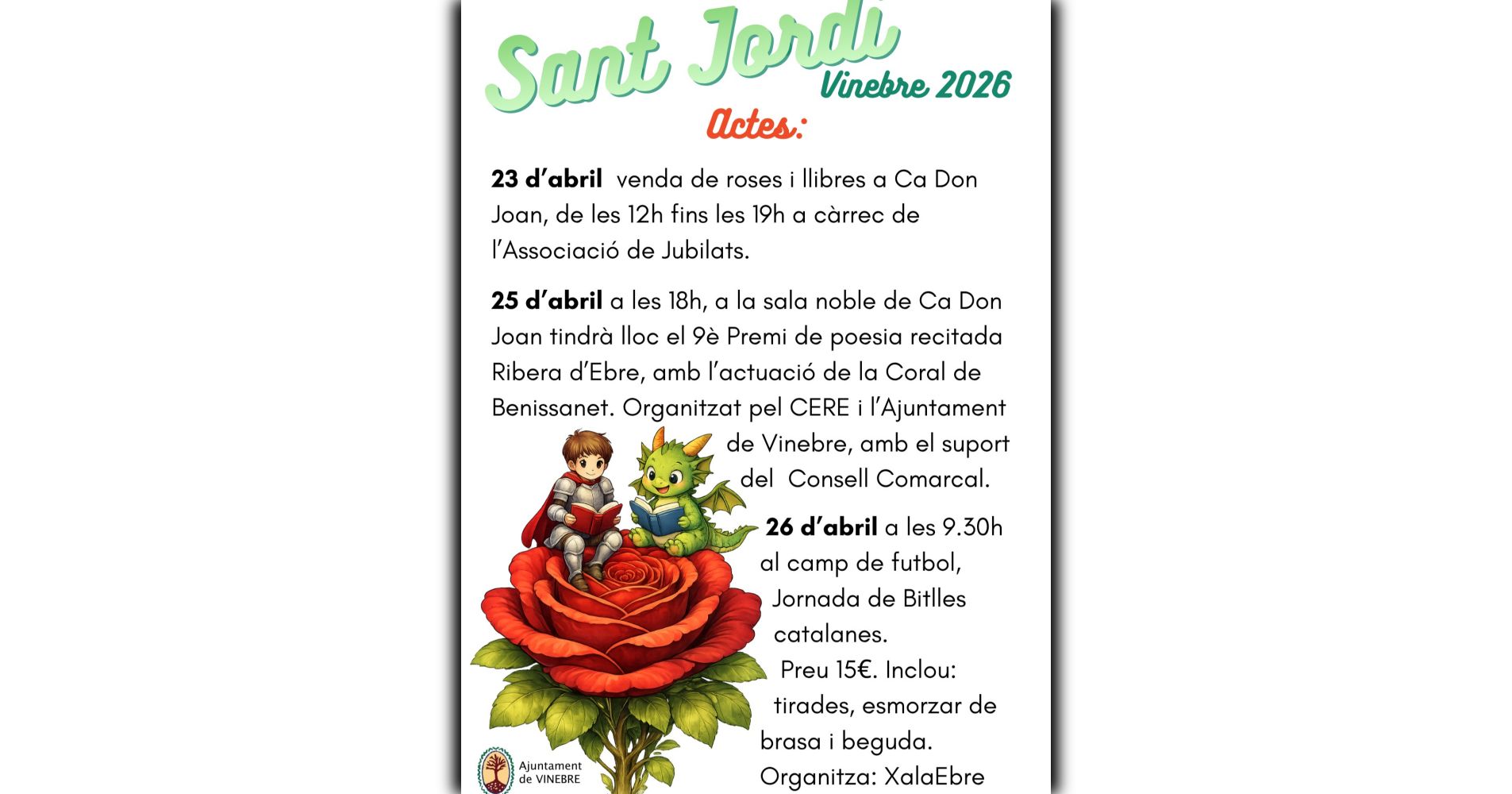 Sant Jordi 2026 a Vinebre Sant Jordi 2026 a Vinebre
