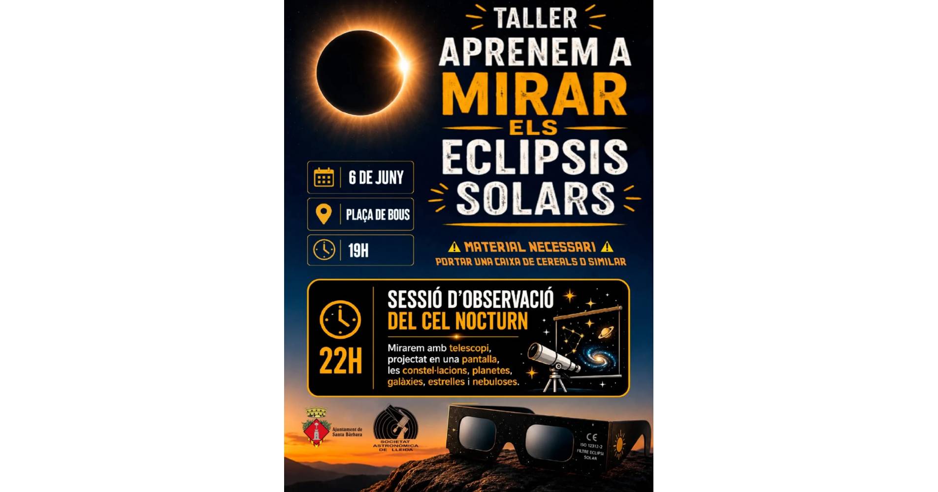 Taller: aprenem a mirar els eclipsis solars Taller: aprenem a mirar els eclipsis solars