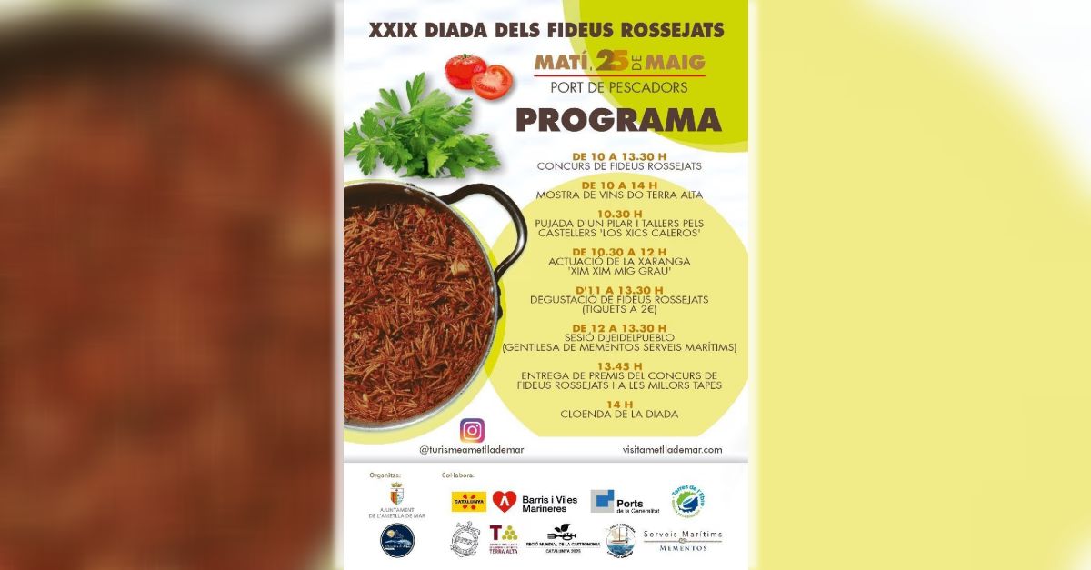 XXIX Diada dels Fideus Rossejats de la Cala XXIX Diada dels Fideus Rossejats de la Cala