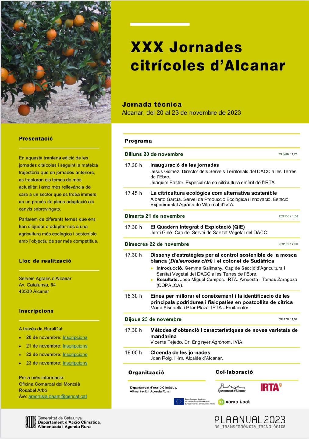 Tret de sortida a les XXX Jornades Citrcoles d’Alcanar | EbreActiu.cat, revista digital d’oci actiu | Terres de l’Ebre ...