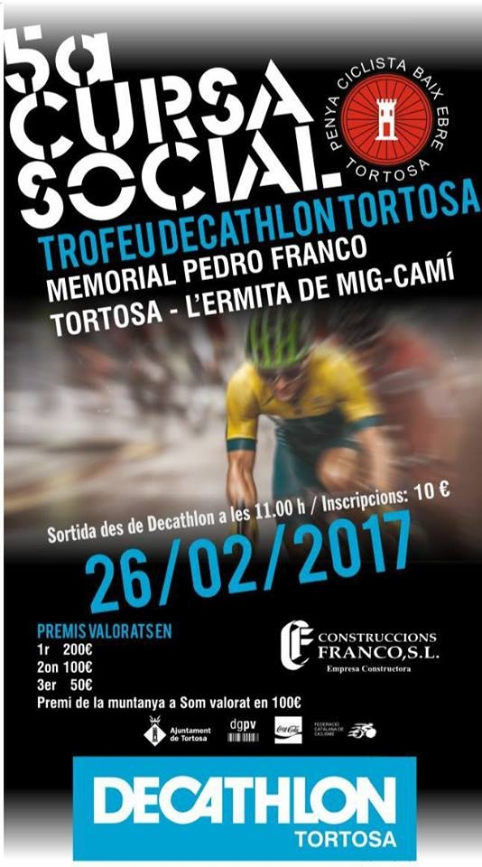 5a cursa social ciclisme Tortosa. Memorial Pedro Franco