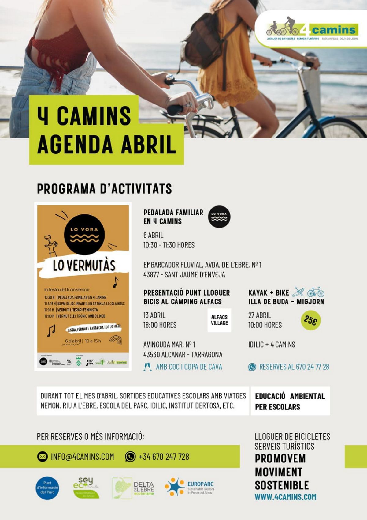 Presentaci del punt de lloguer de bicis de 4 Camins al Cmping Alfacs