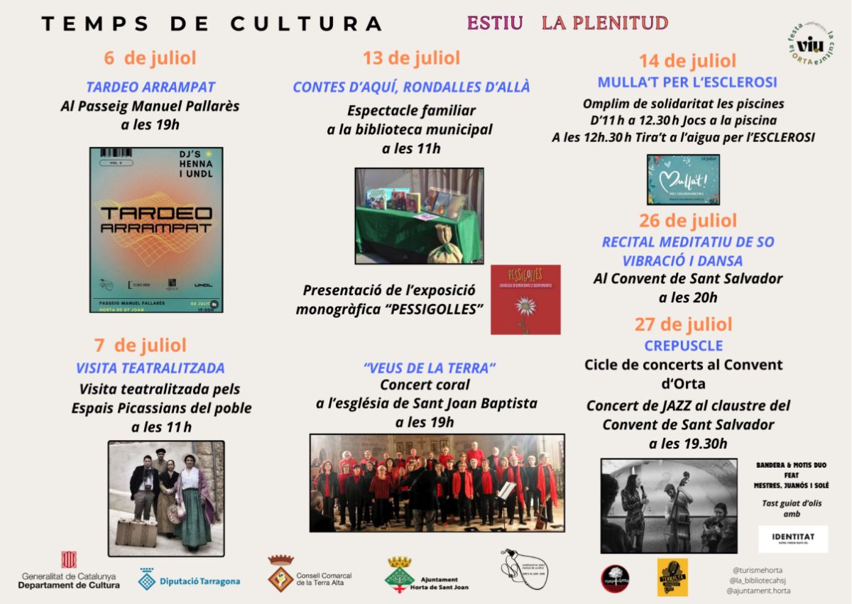 Agenda cultural juliol 2024 Horta de Sant Joan