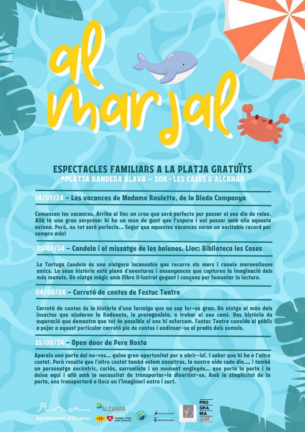 Espectacles familiars gratuts a la platja Bandera Blava les Cases-Marjal