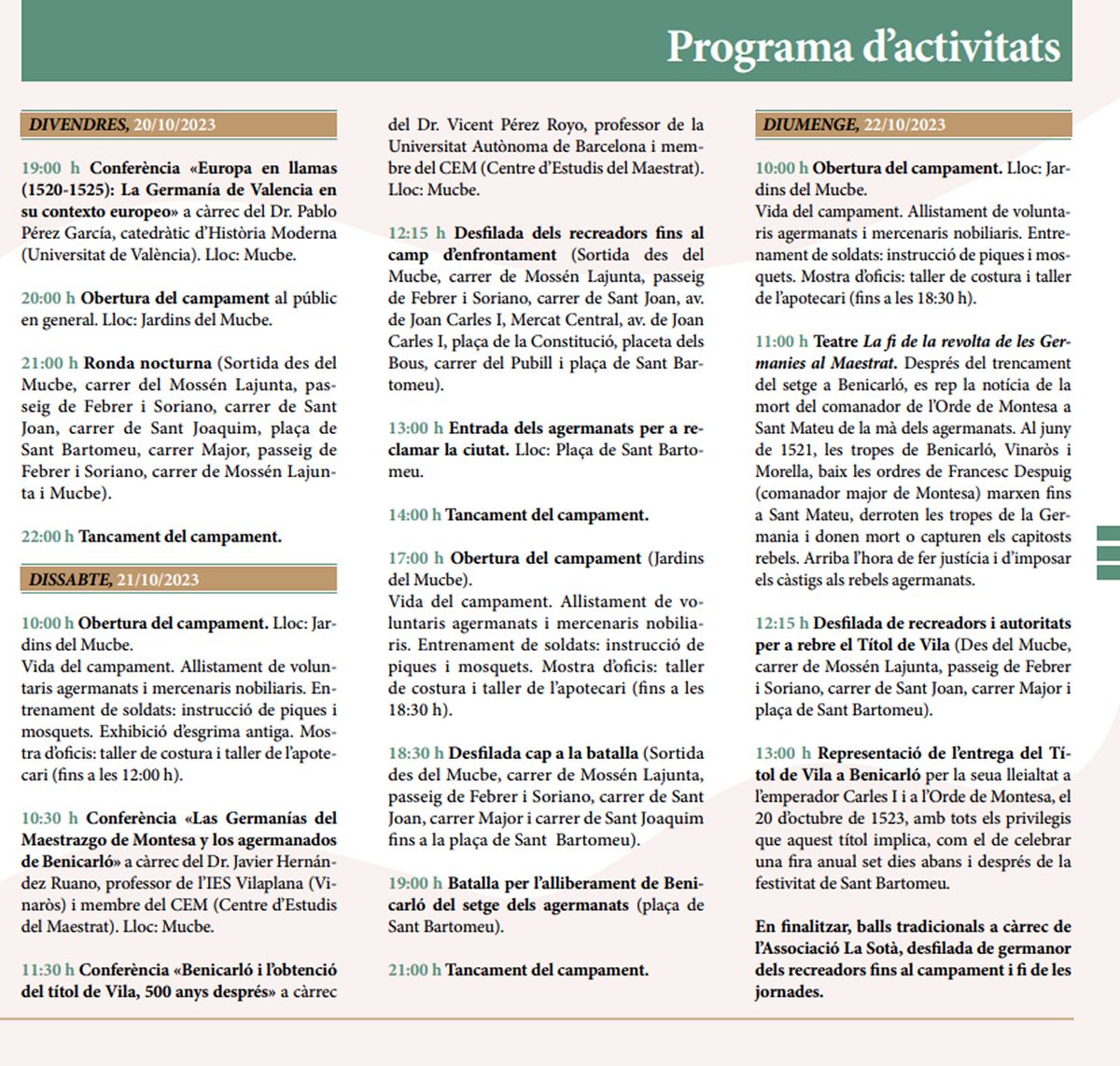 Benicarl conmemora con una recreacin histrica los 500 aos de la concesin del ttulo de Vila | EbreActiu.cat, revista digital de ocio activo | Terres de l’Ebre...