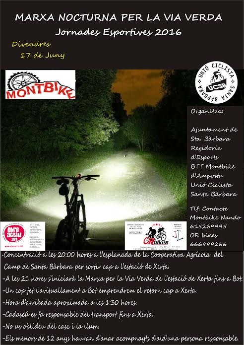 Marxa nocturna amb BTT per la via verda