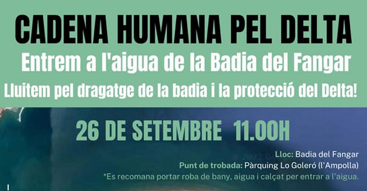 Cadena humana pel Delta. Entrem a laigua de la badia del Fangar