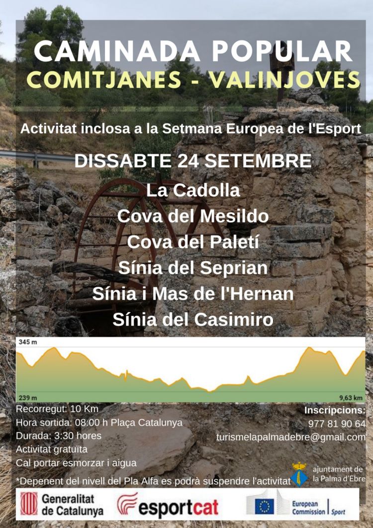 Rutes de senderisme a la Palma dEbre: Ruta Comitjanes-Valinjoves