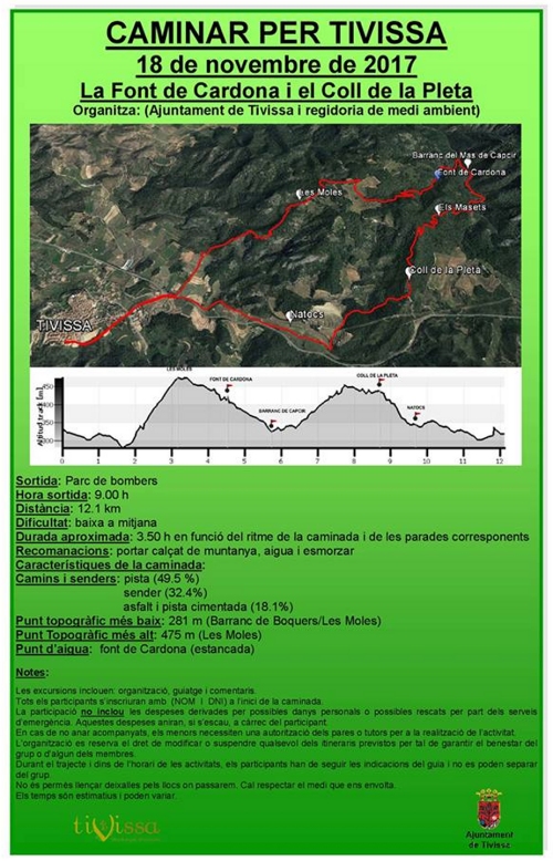 Caminar per Tivissa: La Font de Cardona i el Coll de la Pleta