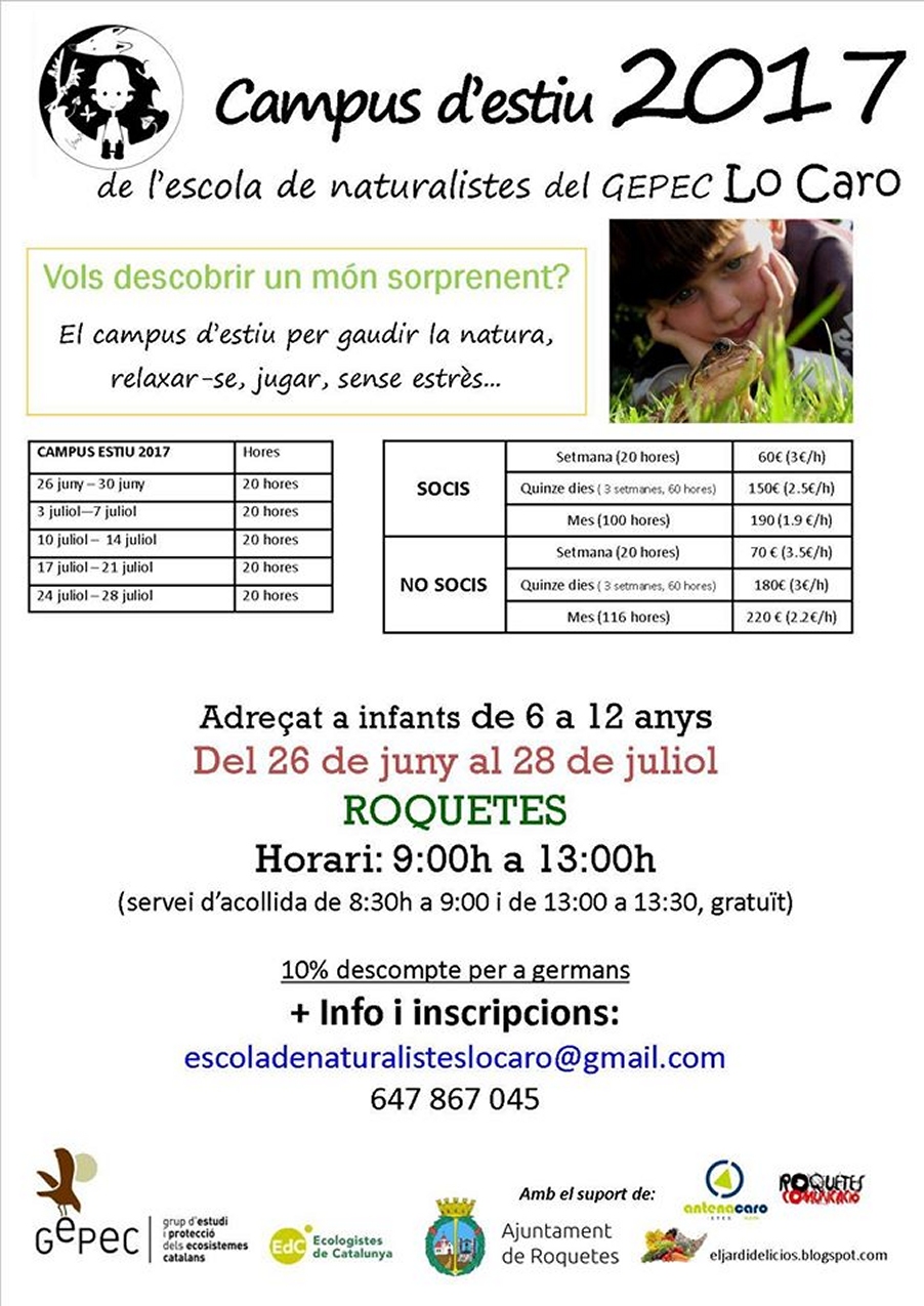 Campus destiu 2017 Escola de naturalistes del GEPEC Lo Caro