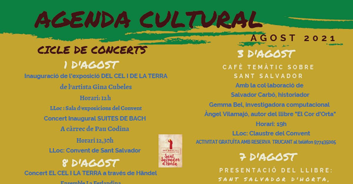 Agenda cultural Horta de Sant Joan - Agost 2021