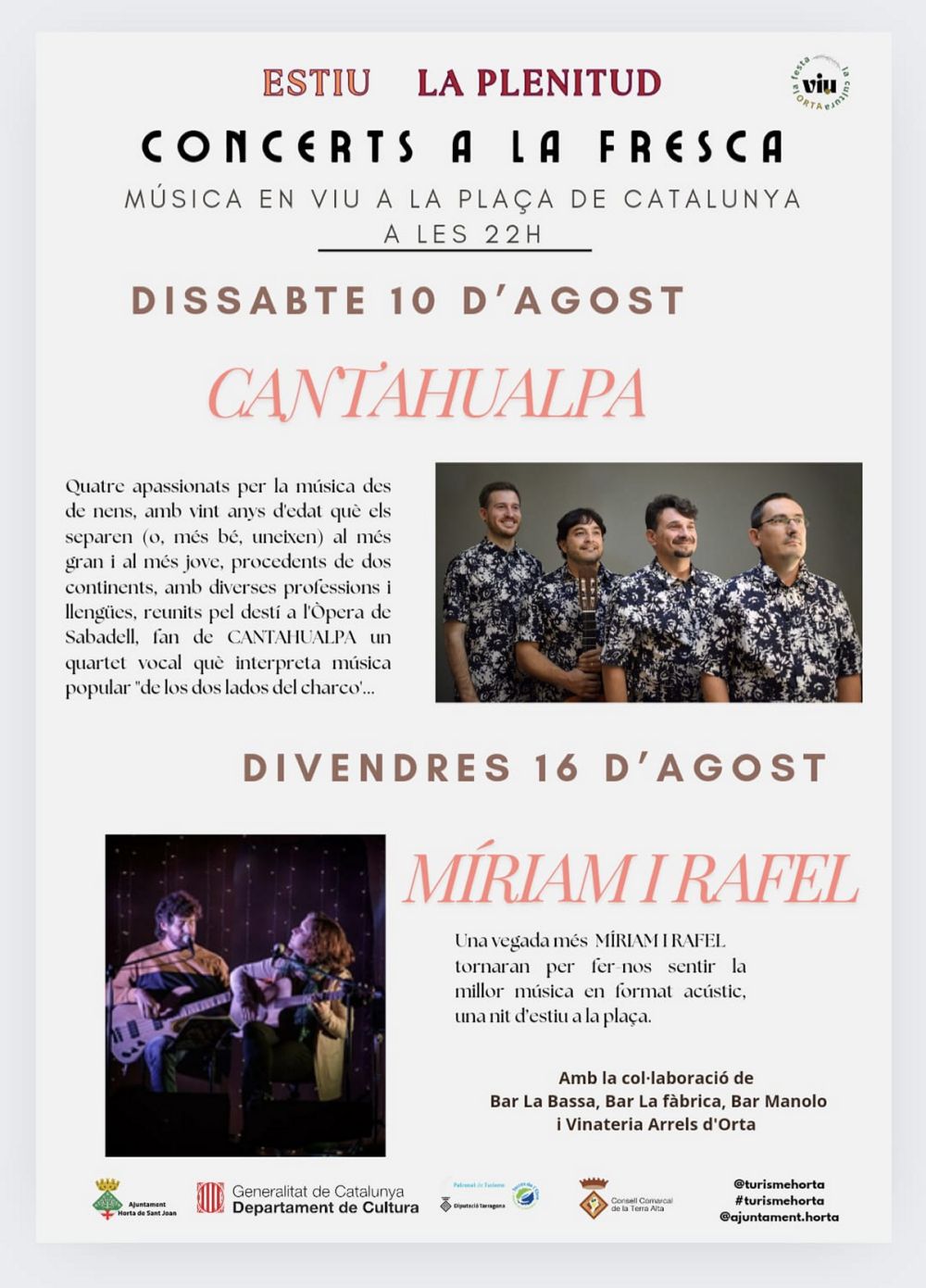 Concerts a lestiu a Horta de Sant Joan: Mriam i Rafel