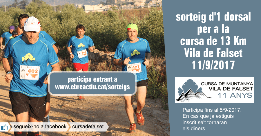 <p>Sorteig 1 dorsal per a la cursa de 13 Km Vila de Falset (11/9/2017)</p>