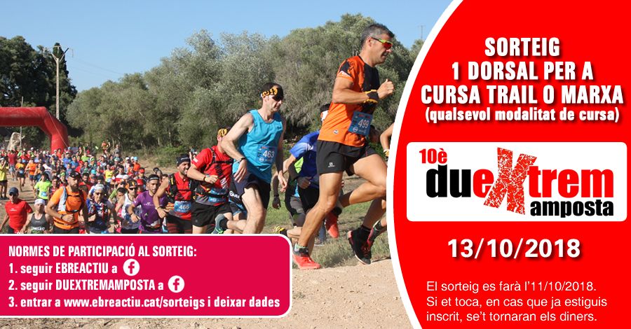 <p>Sorteig 1 dorsal per a trail o marxa Duextrem Amposta - 13/10/2018</p>