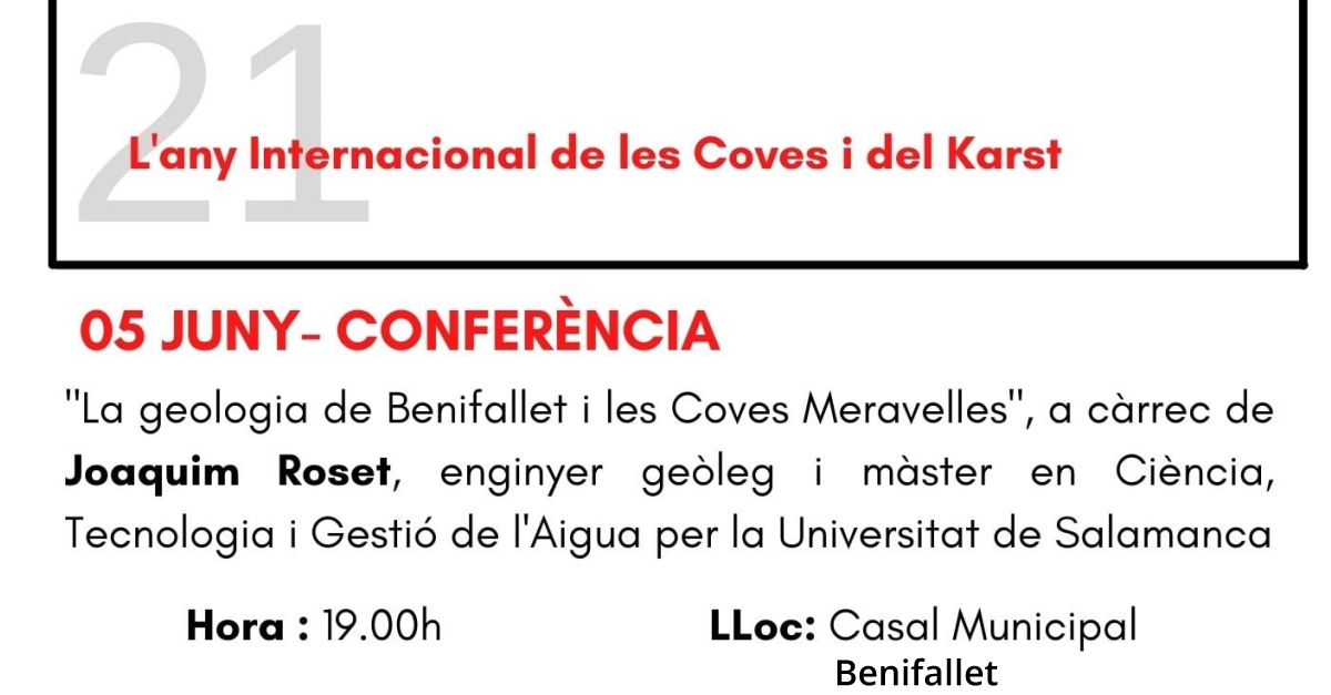 Conferencia: La geologa de Benifallet y las Cuevas Meravelles