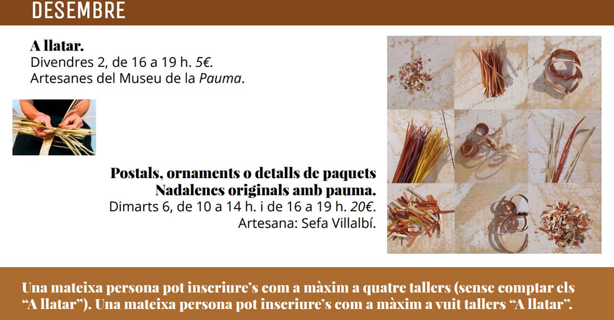 Cursos al Museu de la Pauma: Postals, ornaments o detalls de paquets nadalencs amb pauma