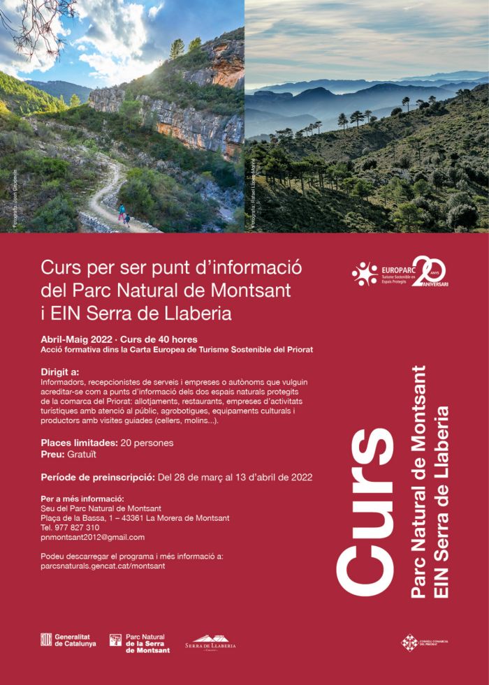 Inscripcions al Curs per ser punt dinformaci del PN del Montsant i EIN Serra de Llaberia