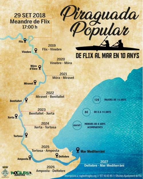 Piraguada popular. De Flix al mar en 10 anys