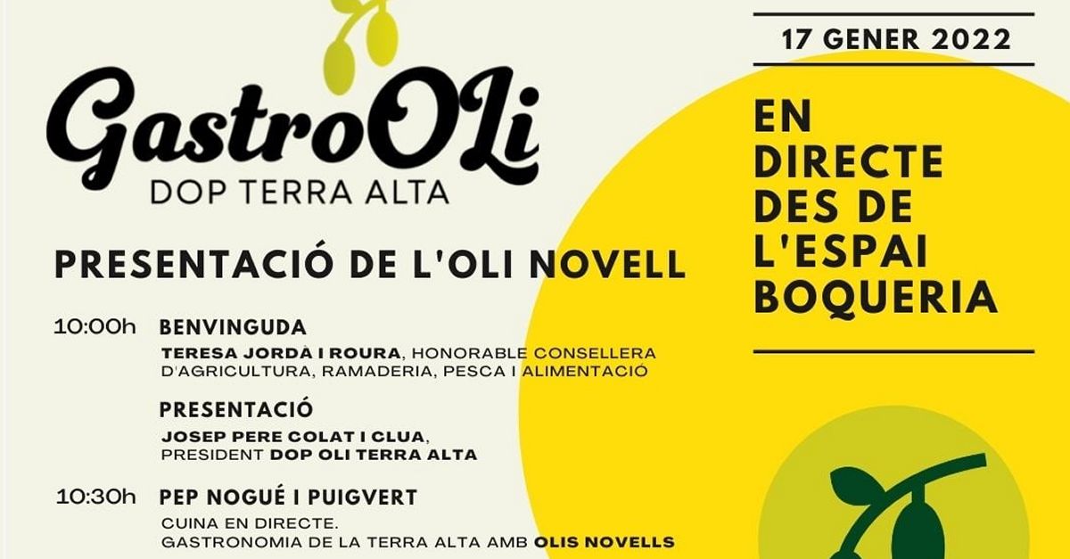 La DOP Terra Alta presenta els olis novells a l’Espai Mercat de la Boqueria | EbreActiu.cat, revista digital d’oci actiu | Terres de l’Ebre ...