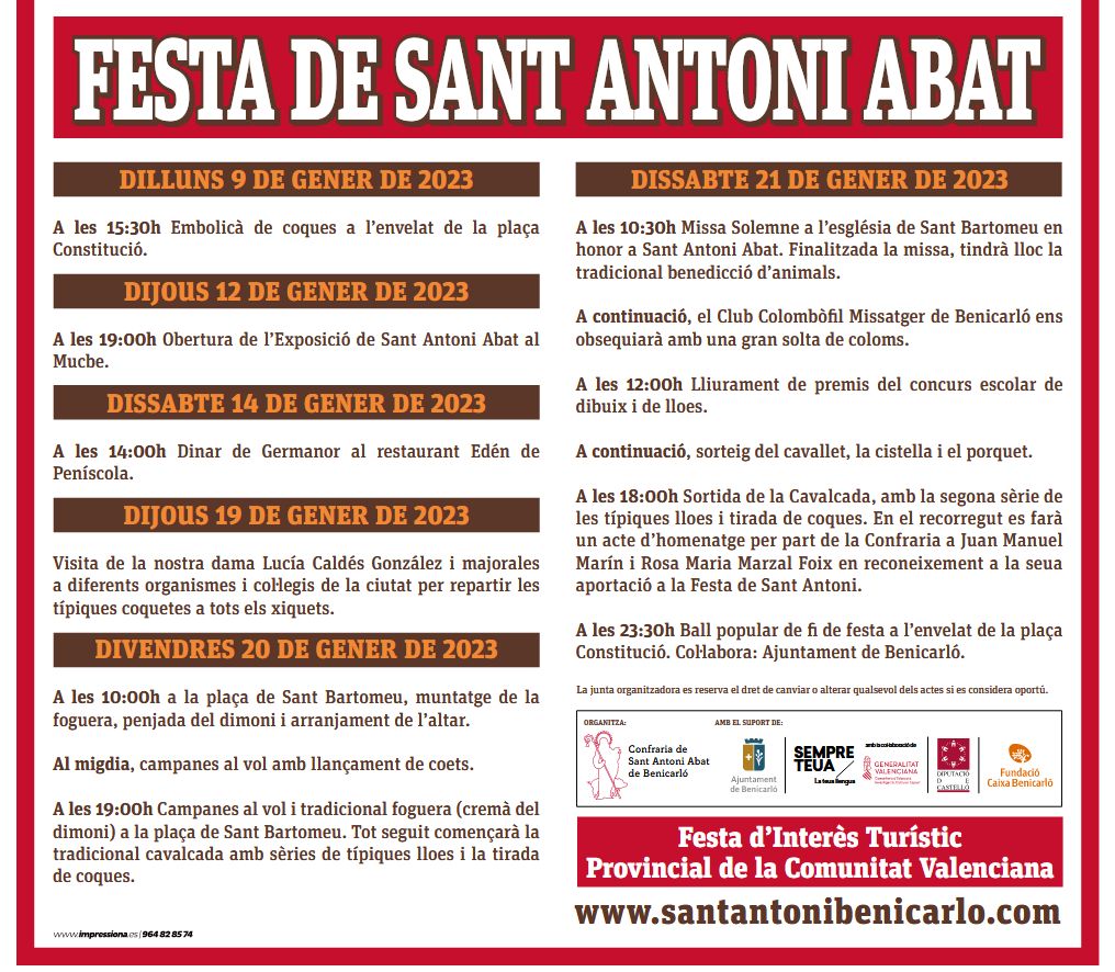 Festa de Sant Antoni Abat Benicarl 2023