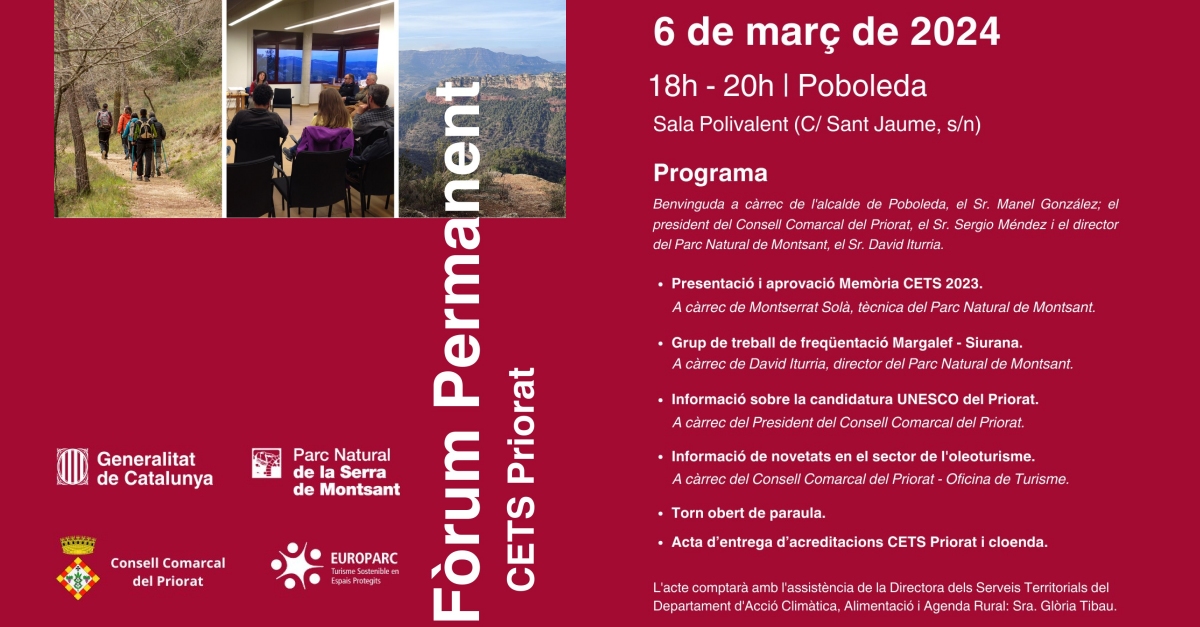 Frum permanente CETS Priorat (Carta Europea de Turismo Sostenible)