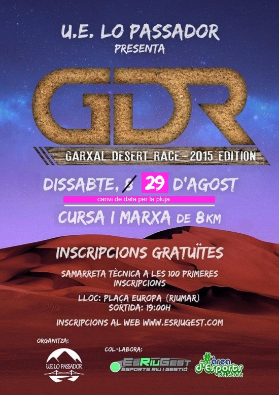 Garxal Desert Race 2015 (canvi de data al 29/8/2015)