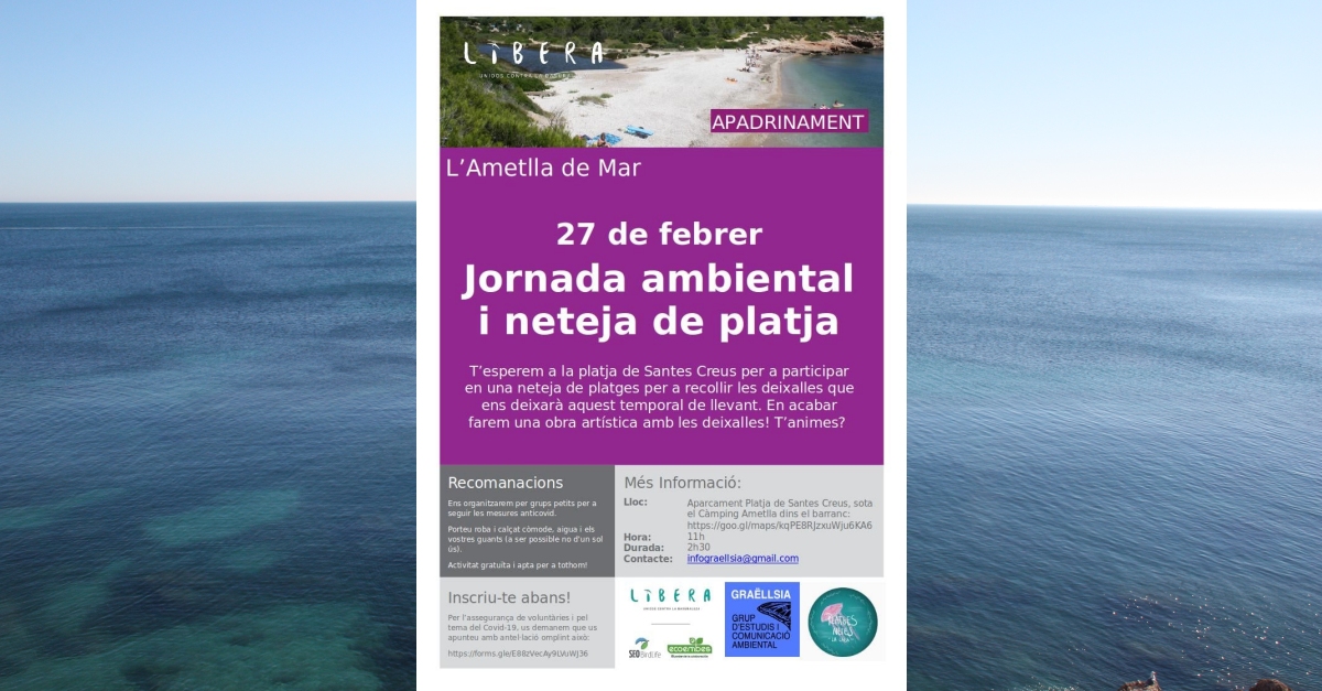 Jornada ambiental y de limpieza en la playa de Santes Creus de lAmetlla de Mar