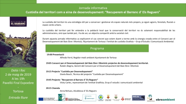 Jornada informativa Custdia del territori com a eina de desenvolupament: Recuperem el Barranc dEls Reguers