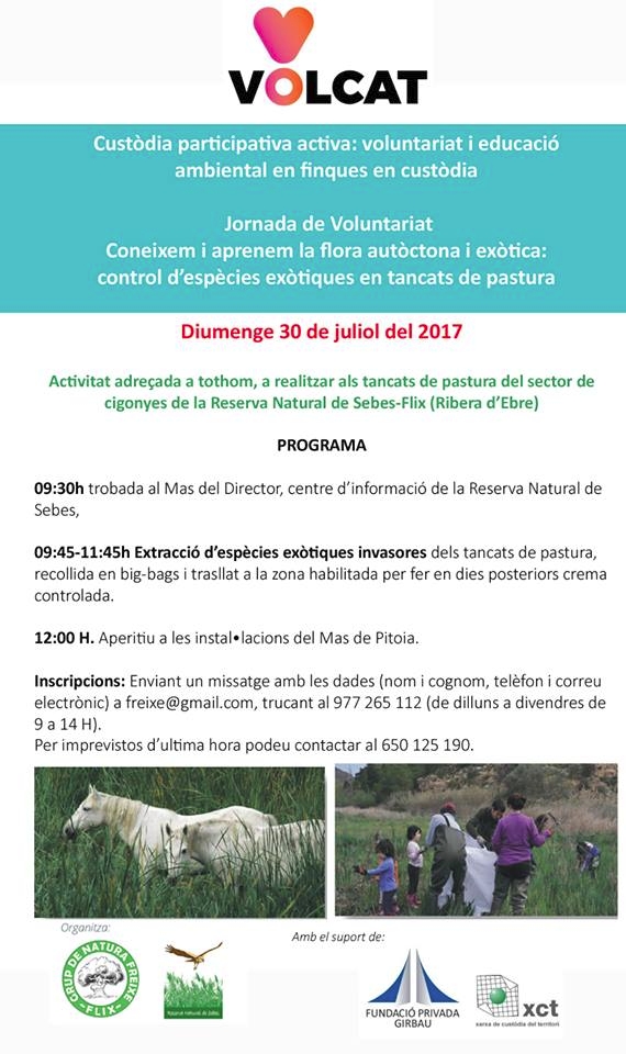 Jornada de voluntariat a la Reserva de Sebes. Projecte Volcat