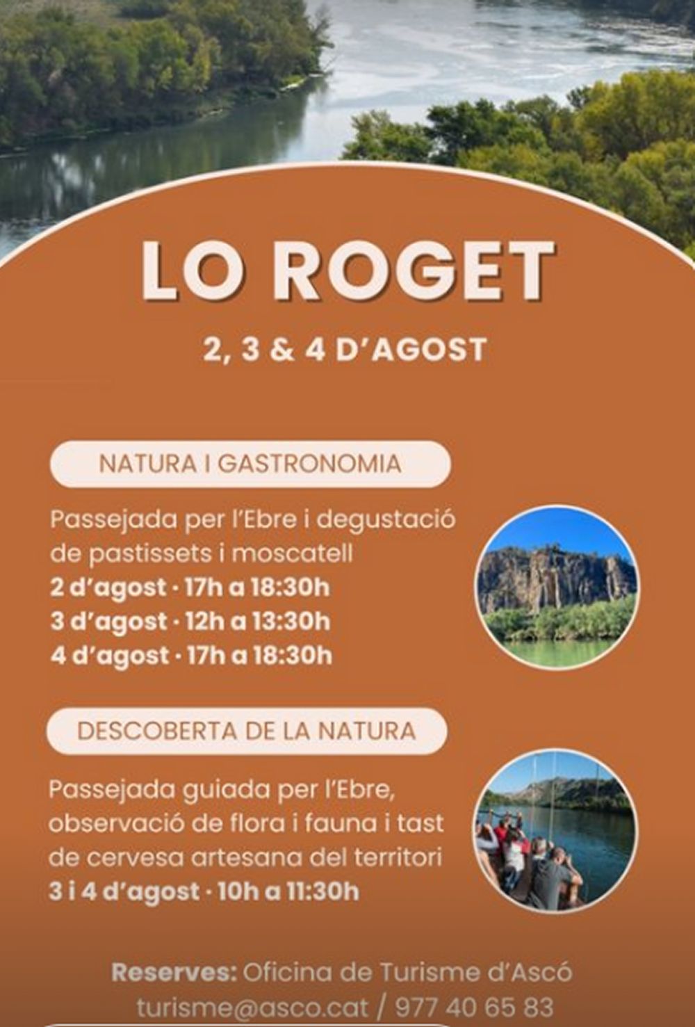 Passejada guiada per lEbre a bord de lo Roget ms tast de dolos i moscatell