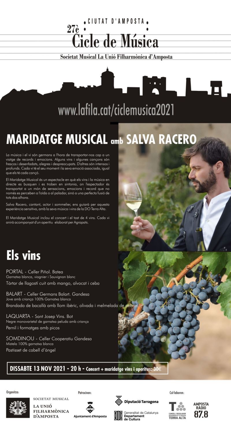 Maridatge musical amb Salva Racero i vins de la DO Terra Alta