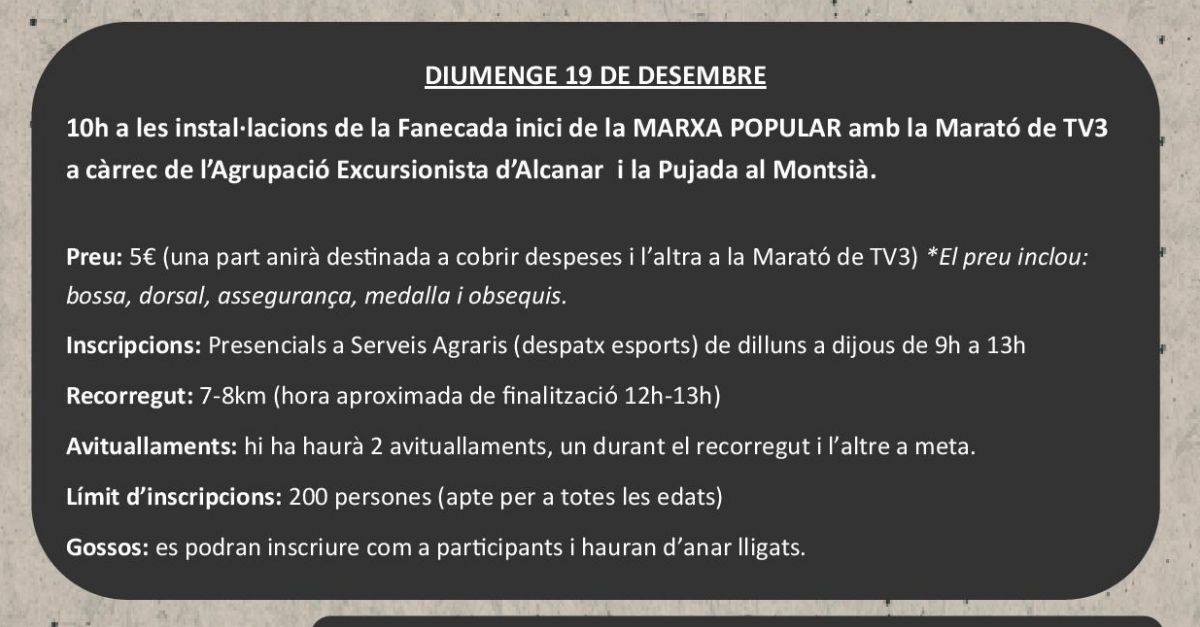 Marxa popular amb la Marat de TV3 a Alcanar