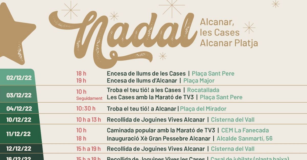 Navidad en Alcanar, les Cases y Alcanar Platja