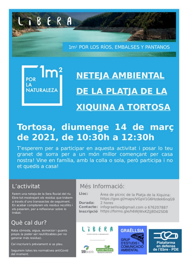 Neteja ambiental de la platja de la Xiquina a Tortosa