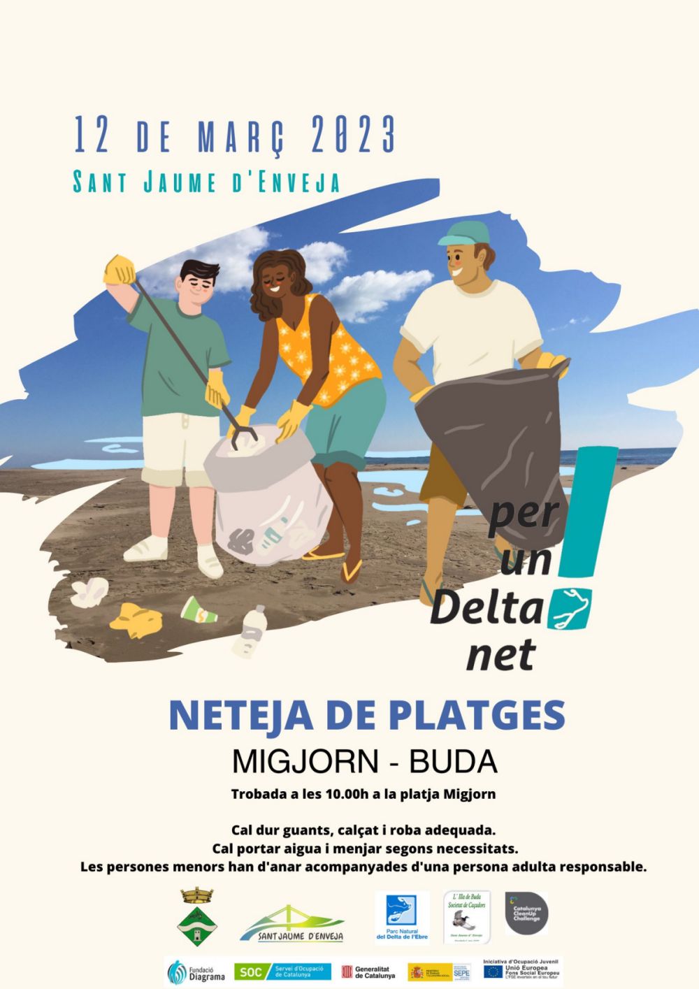 Per un Delta Net! Jornada de neteja a les platges de Migjorn-Buda