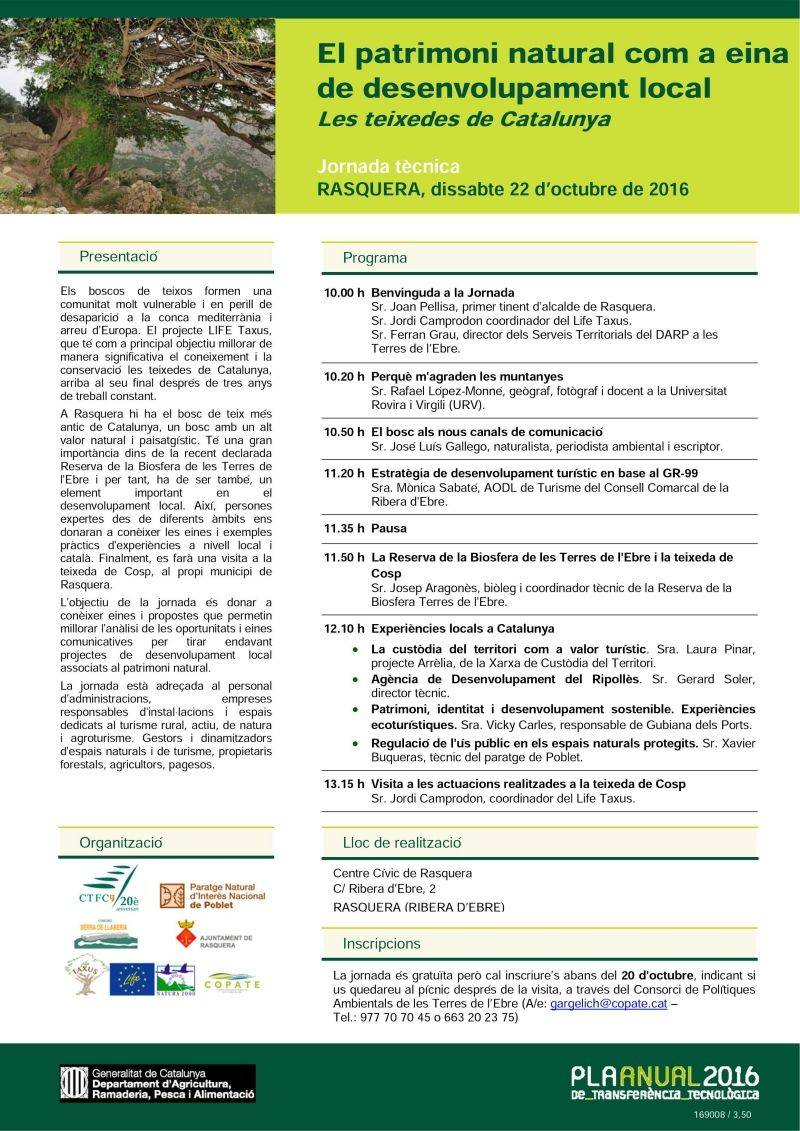 Rasquera acollir la cloenda del projecte Life Taxus amb una jornada de natura i desenvolupament local | EbreActiu.cat, revista digital d’oci actiu | Terres de l’Ebre ...