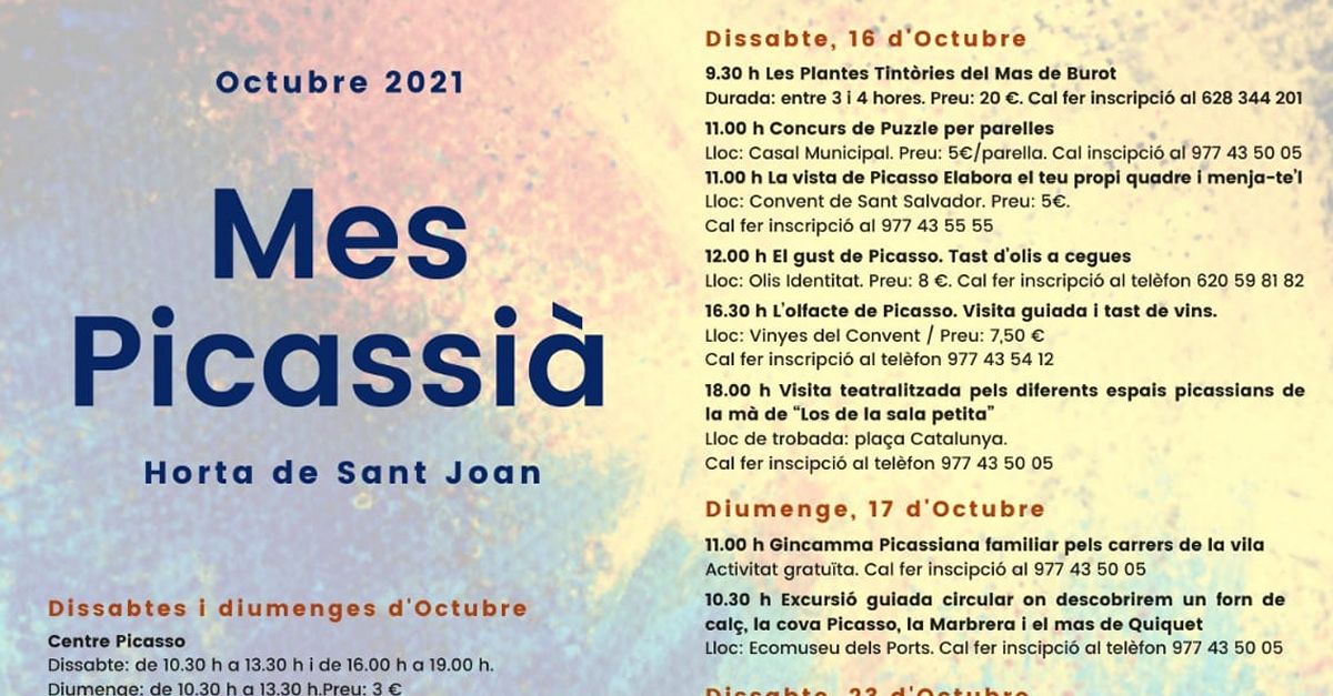 Octubre, mes Picassiano en Horta de Sant Joan - programa de actividades