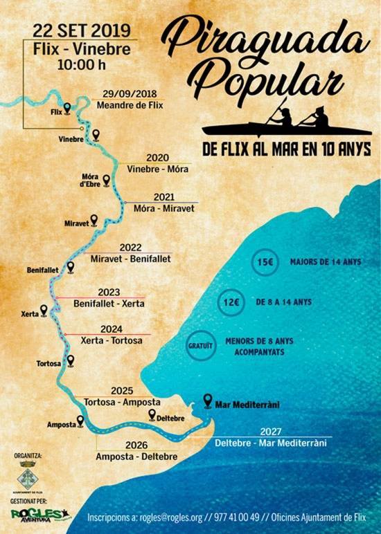 Piraguada popular de Flix al mar en 10 anys: Flix-Vinebre