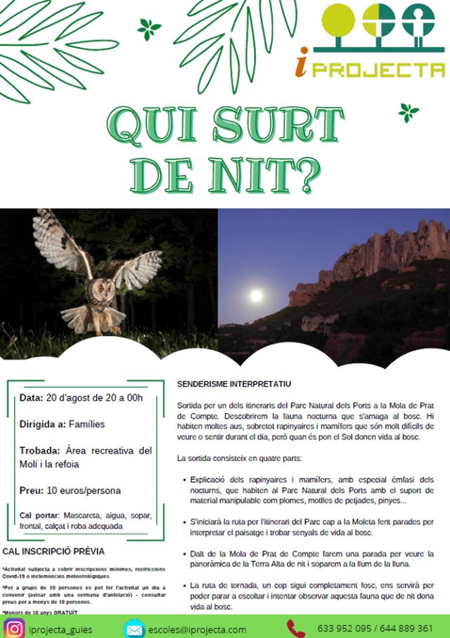 Activitat deducaci ambiental: Qui surt de nit? (senderisme interpretatiu)