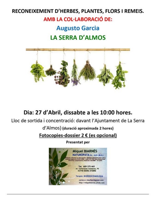 Reconeixement dherbes, plantes, flors i remeis a la Serra d’Almos