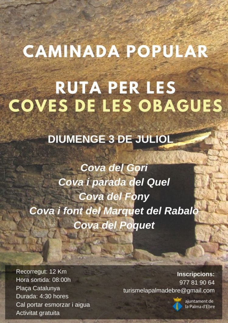 Rutes de senderisme a la Palma dEbre: Coves de les Obagues