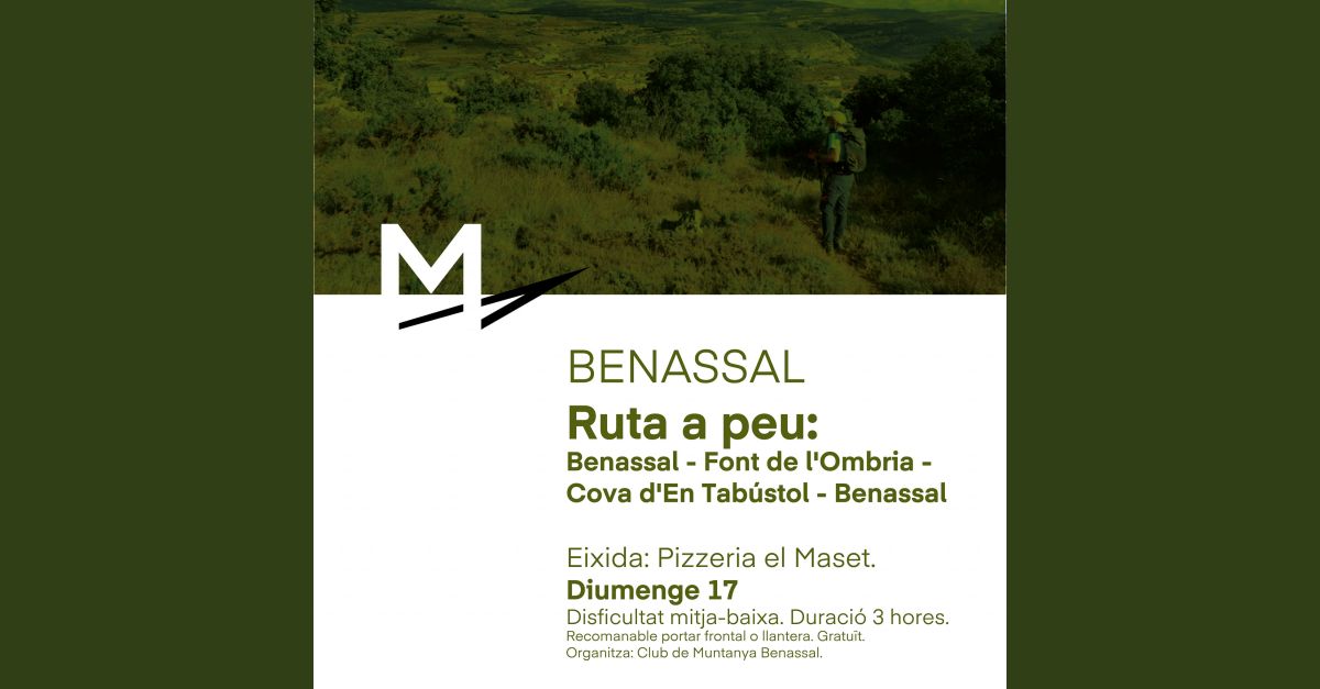 Ruta a pi Benassal-Font de lOmbria-Cova den Tabstol-Benassal