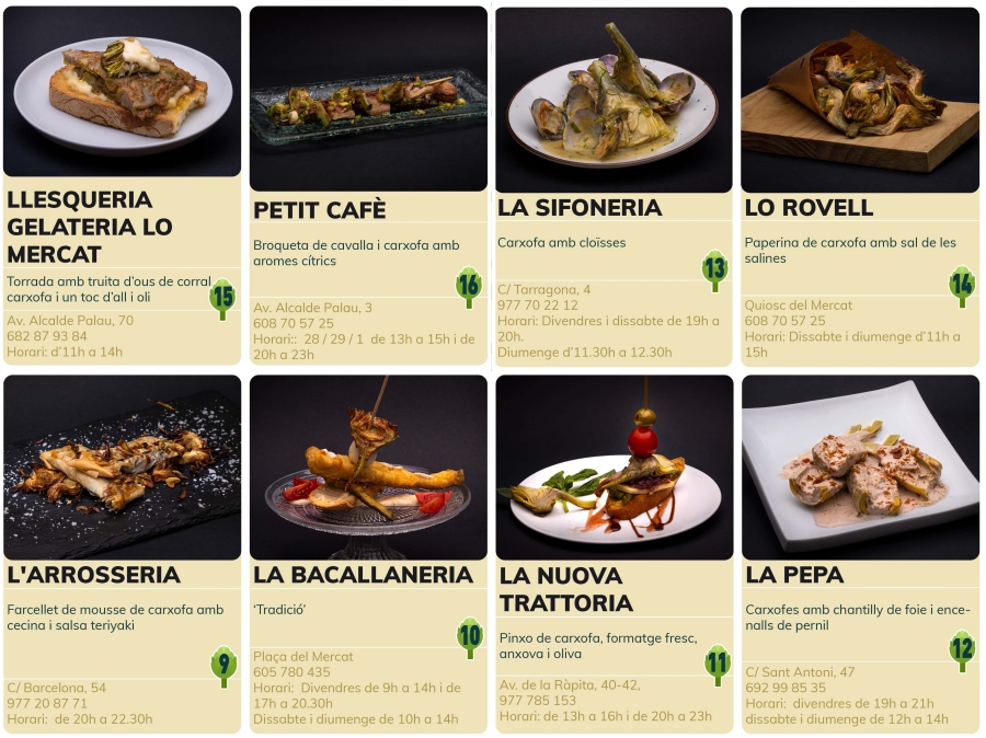 Dinou bars i restaurants participaran a la primera edici de la Ruta dels platerets de la carxofa i l’arrs | EbreActiu.cat, revista digital d’oci actiu | Terres de l’Ebre ...