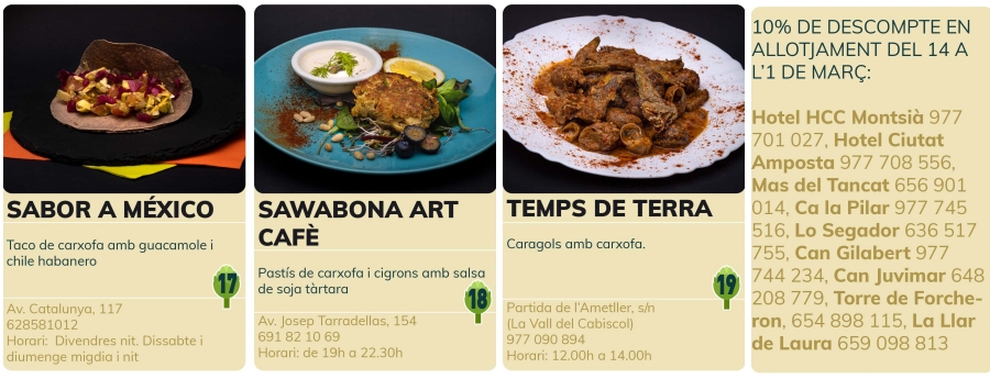 Dinou bars i restaurants participaran a la primera edici de la Ruta dels platerets de la carxofa i l’arrs | EbreActiu.cat, revista digital d’oci actiu | Terres de l’Ebre ...