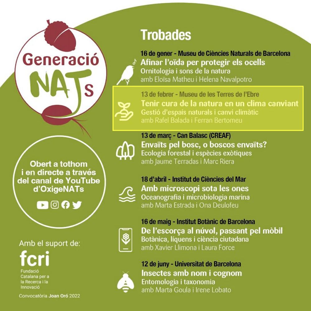 Segona trobada de GeneracioNATS Tenir cura de la natura en un clima canviant. Gesti despais naturals i canvi climtic