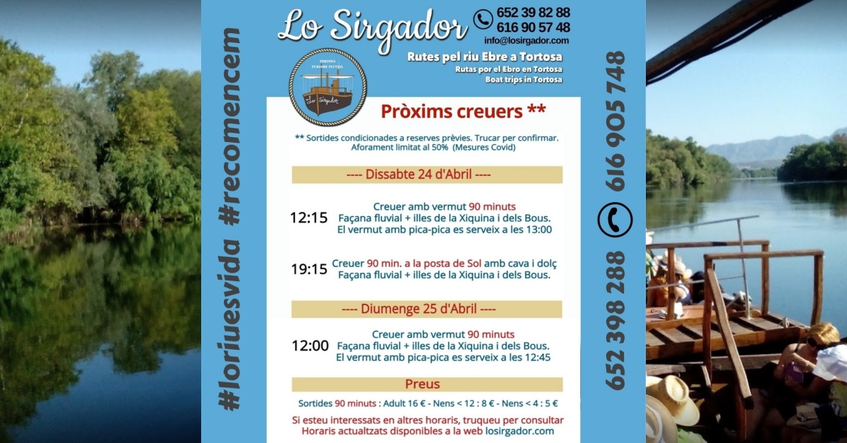 Creuers amb el llagut Lo Sirgador - Cap de setmana 24 i 25 d’abril