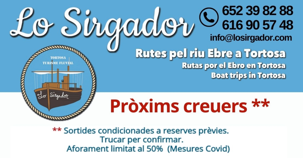 Sortides turstiques amb el llagut Lo Sirgador 