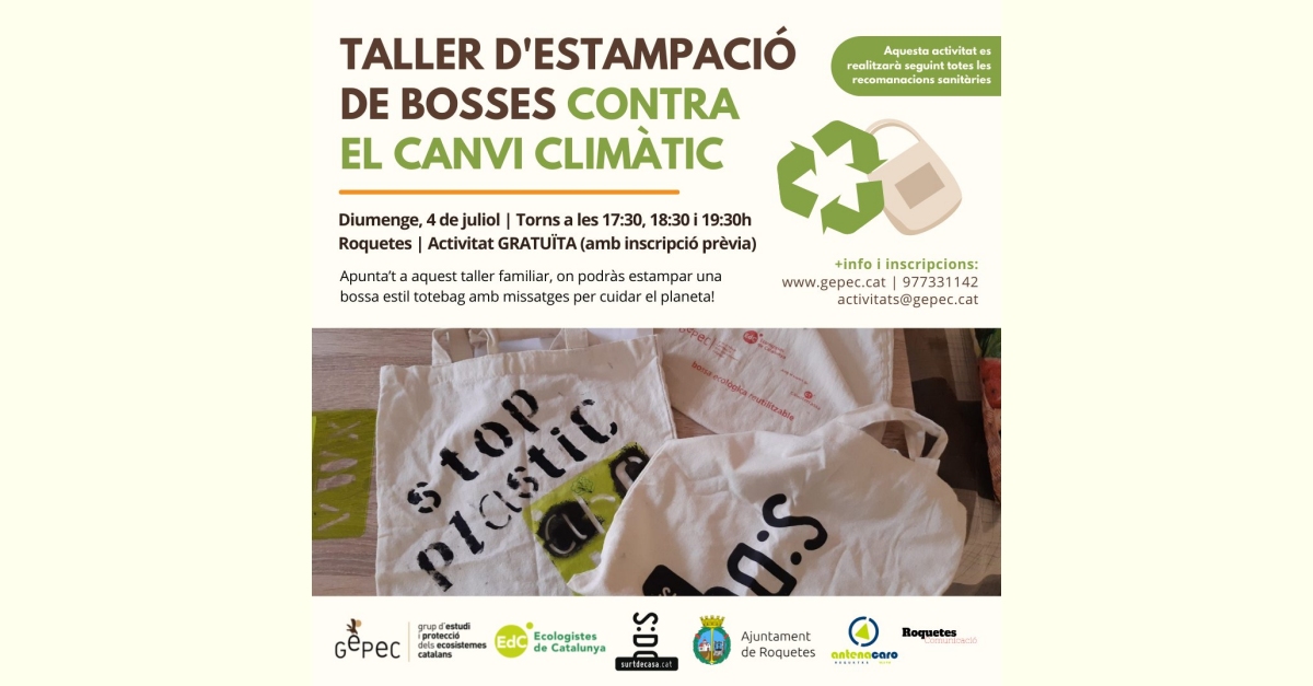 Taller de estampacin de bolsas contra el cambio climtico